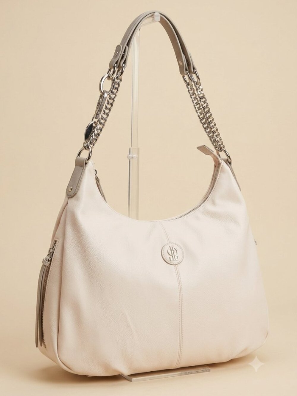 Jennifer Lopez JLO White Hobo Shoulder Bag Faux Leather Purse Y2K Style - Picture 1 of 15